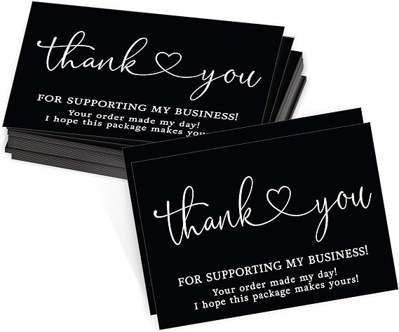 Hadley Designs 25 Black & White Thank You Cards for Small Business, We Appreciate You Supporting My Business, Appreciation Cards, Mini Thanks You Made My Day Cute Simple Purchase Order Inserts