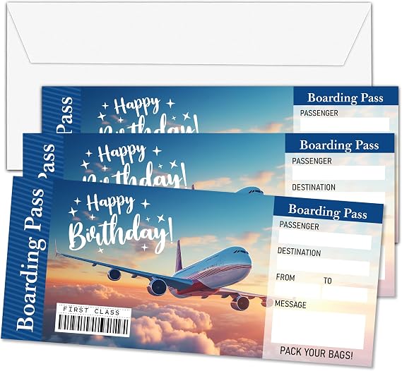 OICPYD Birthday Boarding Pass Gifts Ticket, Surprise Trip Reveal Ideas, Birthday Christmas Anniversary Valentine's Gifts, Fake Plane Tickets, Set of 10, D02