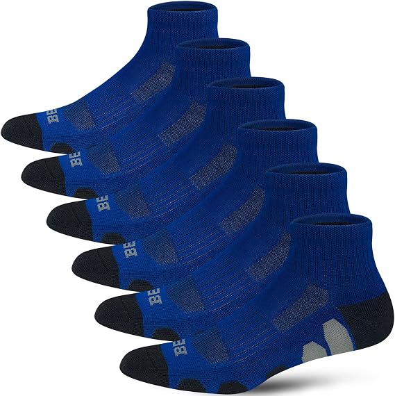 BERING Men's Performance Athletic Ankle Running Socks (6 Pairs)