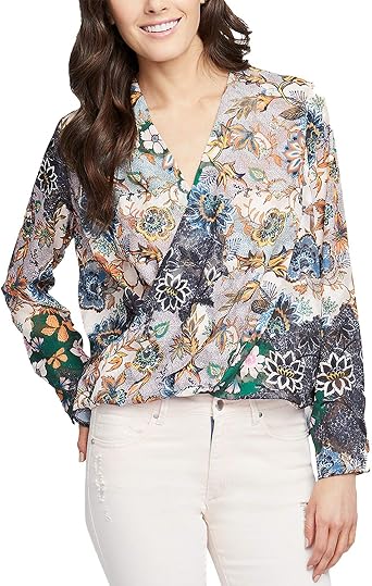 Rachel Roy Womens Crossover Peasant Blouse, Multicoloured, 2
