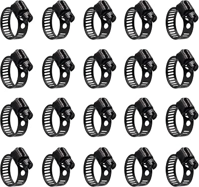 ISPINNER 20pcs Stainless Steel Adjustable 13-19mm Size Range Worm Gear Hose Clamp, Fuel Line Clamp for Plumbing, Automotive and Mechanical Application Black