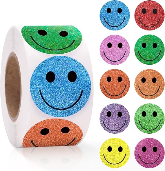 Happy Face Stickers 500Pcs 1 Inch Small Round Sticker