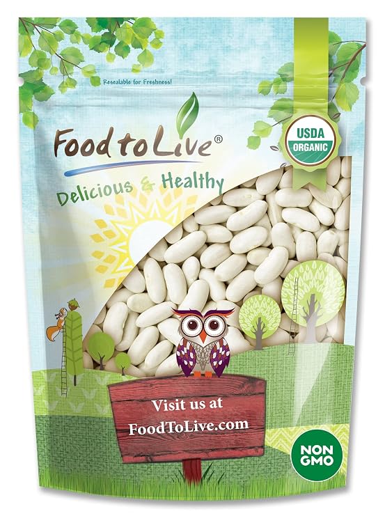 Food to Live Organic Cannellini Beans, 5 Pounds Non-GMO, Dried White Kidney Beans, Sproutable, Vegan, Kosher, Bulk. Pre-Soak Needed. Rich in Fiber, Protein. Great for Minestrone Soup, Bean Salad.