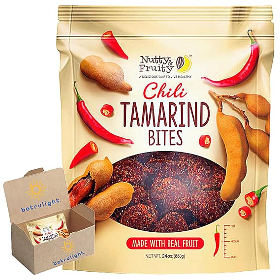 Tamarind Candy, Chili Tamarind Bites or Dried Fruit Snacks, Chili Mango | Every Order is Elegantly Packaged in a Signature BETRULIGHT Branded Box (24 OZ, Spicy Tamarind)