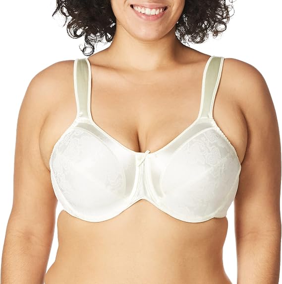 Bali Women's Minimizer Bra, Satin Tracings Underwire Bra, Bustline Slimmer, Full Coverage Bra