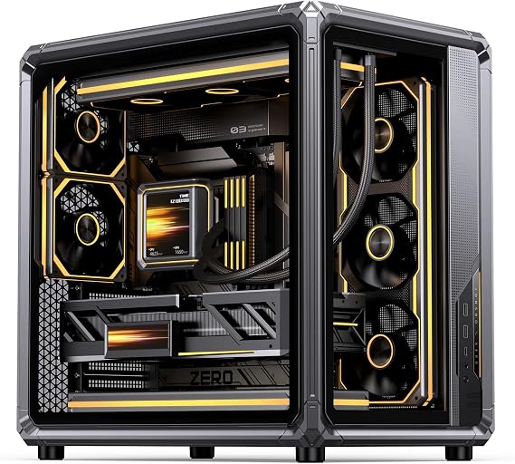 JONSBO X400 Gray ATX PC Case, Back-Connect Desktop Case,MB Auxiliary Air Guidance Cooling System, E-Sport Assistant,2 Sides SP 360 AIO,SP 427mm GPU, ATX<180mm,Compatibility/Heat Dissipation,Gray