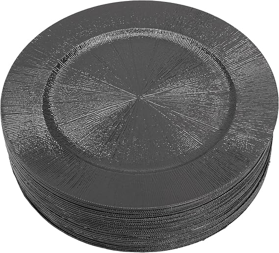 50 Pcs Charger Plates Bulk,13Inch Reusable Wedding Chargers Plates Set,Plastic Charger Serving Plates for Birthday Parties, Holidays, Weddings,Restaurants, Hotels (Black)