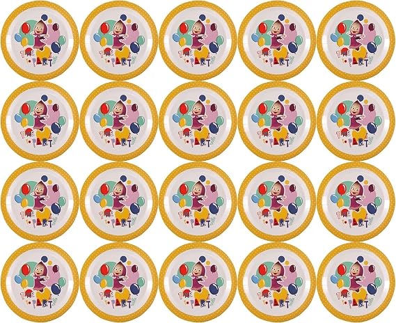 Mighty Mojo Masha and The Bear Party Plates: Set of 20 Officially Licensed Paper Plates - Perfect for Kids' Birthdays, Themed Parties, and Special Occasions - Disposable and Stylish