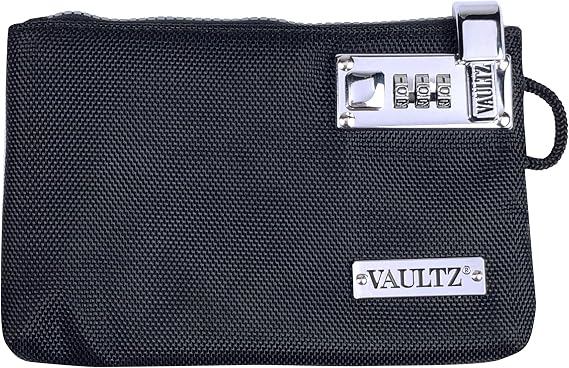 Vaultz Money Bag with Lock - 7 x 5 x 0.5 Inch Locking Pouch w/Zipper for Medicine, Jewelry, Supplies and Cash - Black | Zippered pouch secures medicine, jewelry, supplies and cash in one place, compact size fits easily in a drawer, bag or safe