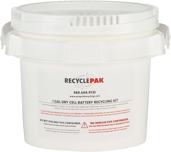 Veolia SUPPLY-069 1 GAL Dry Cell Battery Recycling Pail