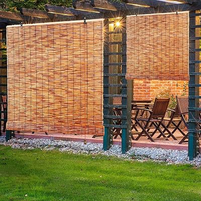 Bamboo BlindsRoller Shades,Decorative Straw Curtains,Privacy Blinds for IndoorOutdoorGardenWindowPorchPatio; Bamboo Roll up Shades for WindowsBamboo Shades