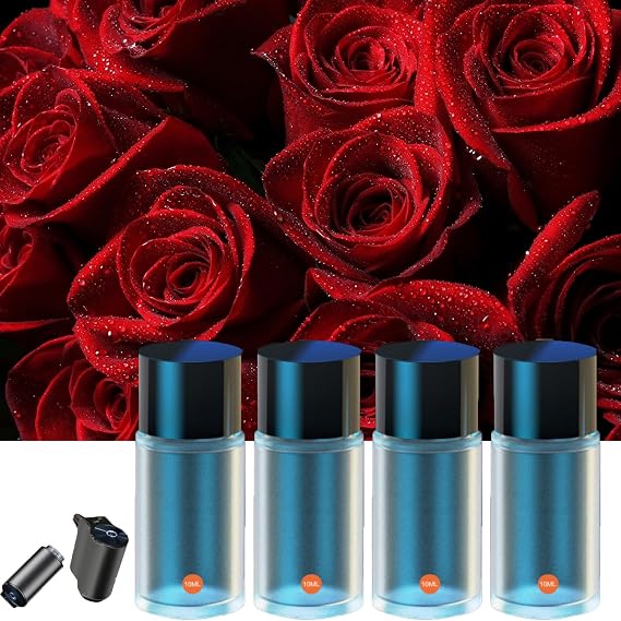 Smart Car Air Freshener Diffuser, Aromatizante para Carro Inteligente Intelligent Car Aroma (4pcs Oils,Rose)