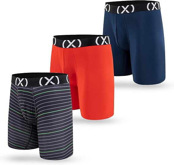 2(X)IST mens boxer briefs premium stretch comfortable underwear for men 3 pack 9''