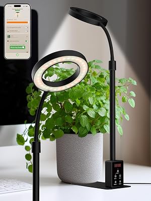 Grow Light with Stand, LED Plant Light for Indoor Plants, Full Spectrum Grow Lamp, Adjustable Height Black, 8W