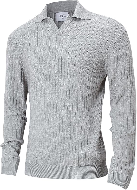Mens Polo Sweater Long Sleeve Knit Pullover Sweaters