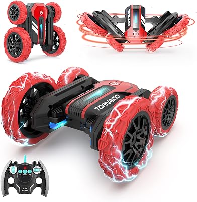 BEZGAR TD202 Remote Control Car - Double Sided RC Stunt Car,360 Flip Spinning RC Cars with Bright Lights,Outdoor All Terrain Rechargeable Electric Car,Fun Toy Cars Gifts for Boys,Girls Kids&Adults