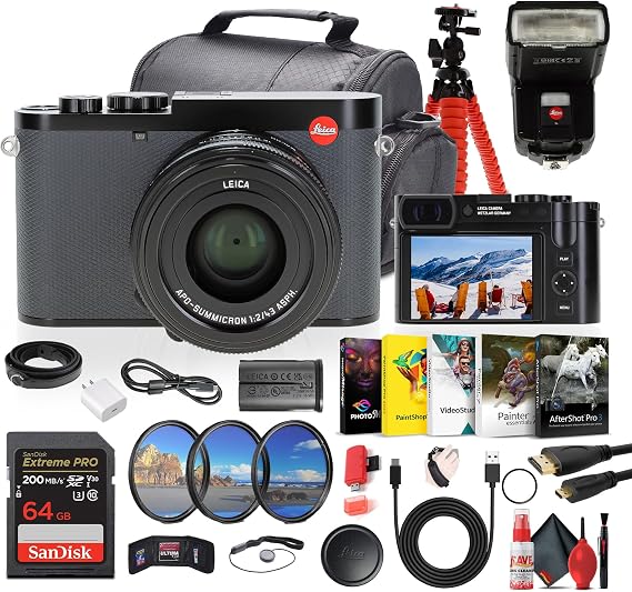 Leica Q3 43 Compact Portable Powerful Digital Camera (19084) + Leica SF 60 Flash + 128GB Memory Card + Photography Software + Camera Bag + Lens Filter Kit + Flexible Tripod + Cleaning Kit + More