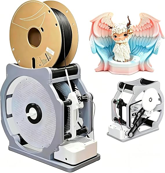 Electric 3D Filament Recycler & Respooler Industrial Auto Rewinder for 0.069" PLA/PETG/ABS/TPU, Universal Spool Winder with Adjustable Tension for Welding Wire, Compact 2.2 lb Spooler (Gray red)
