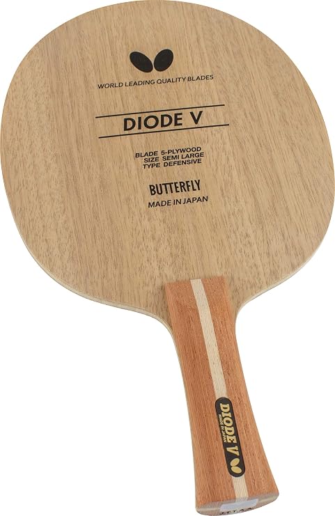Butterfly Diode V Table Tennis Blade - All-Wood Chopper/Modern Defender Blade - Diode V Blade - Professional Table Tennis Blade - Available in FL and ST Handle Styles - Made in Japan