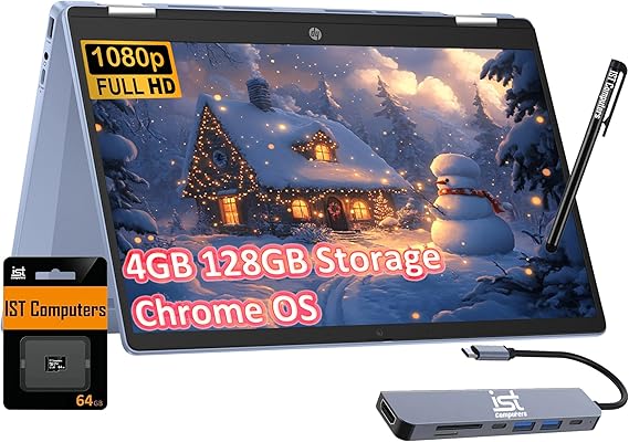 HP Chromebook X360 14b, 14" 2-in-1 Laptop, Intel N100, 4GB RAM, 128GB