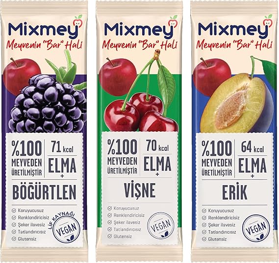 Mixmey Loves Sour Fruit Bar – 12 Pieces | Healthy Snacks – Vegan, Gluten Free (20GR X 12PCS)