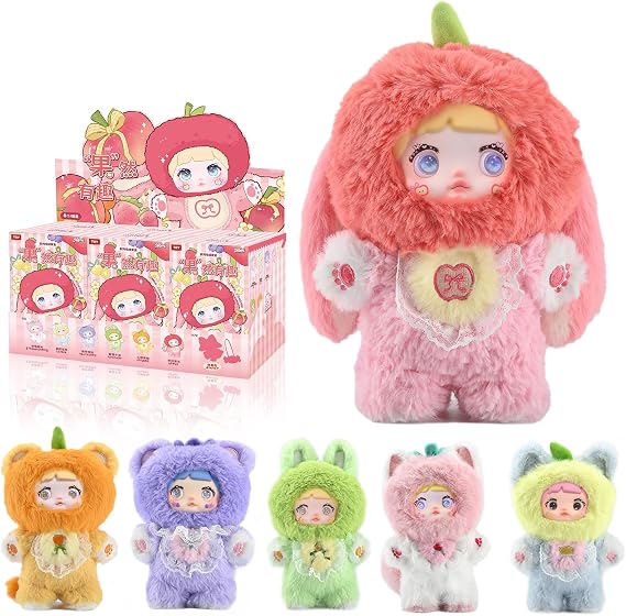 Interesting Fruits Series Plush Blind Box - 3 Expressions Adorable Plush Toys for Collectors - 7.1IN Doll with Unique Designs, 6PCS (No Repeat Doll)