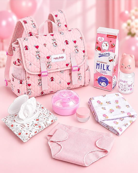 BABESIDE 9 Pcs Reborn Doll Accessories for 17-22 Inch Dolls, Diaper Bag