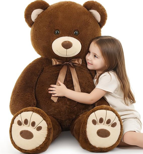 MorisMos Giant Teddy Bear, 51-Inch Cuddly Bear Plush, Dark Brown