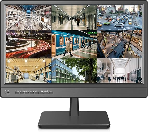 Jexiop 17inch Security Monitor,Supports Wall-Mounted-USB/Full Format Video Playback,CCTV Monitor with AV/HDMI Input/VGA/Headphone Output,Built-in Speaker, Remote Contro