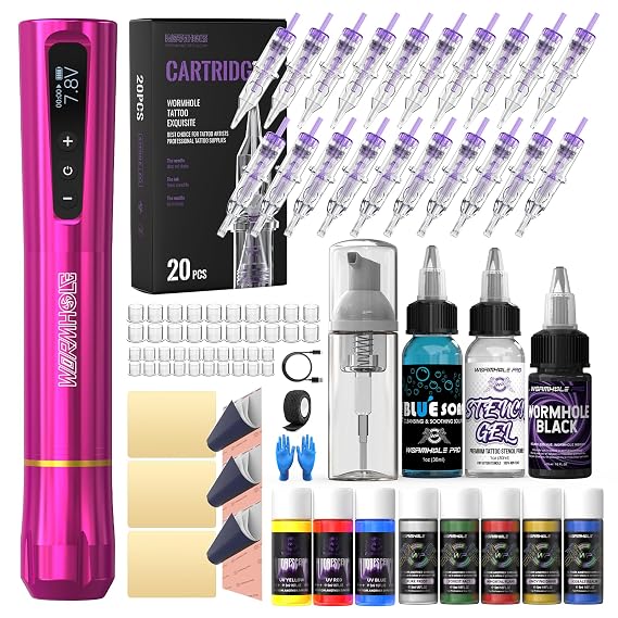 Wormhole Wireless Tattoo Gun Kit for Permanent Makeup and Fine Line Work