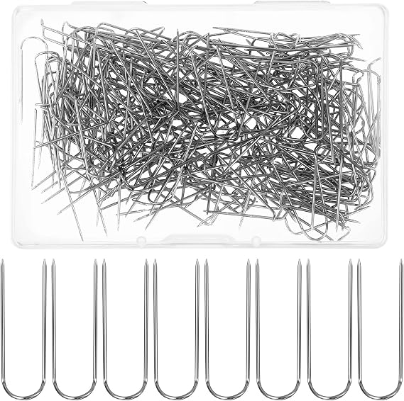 200pcs U Shaped Fork Pins for Sewing Double Blocking Pins Stainless Steel Straight U-pins for Crafts Quilting Home Decor DIY Sewing Jewelry Craft Making