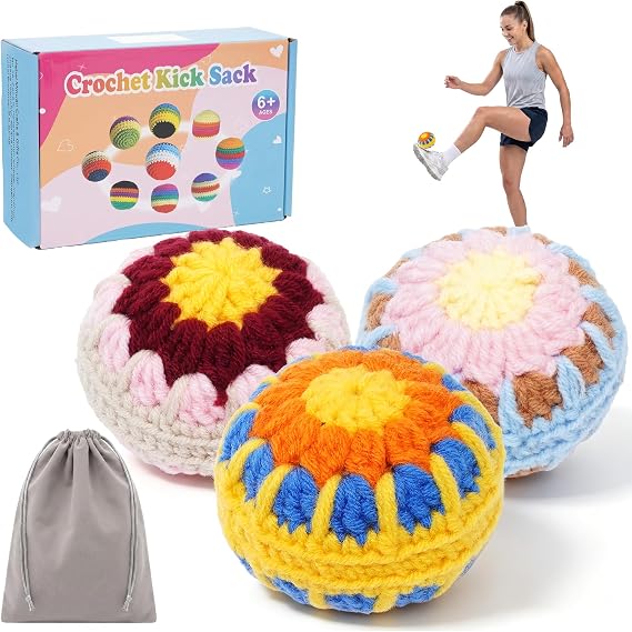 3 Pack Crochet Footbags Hacky Set