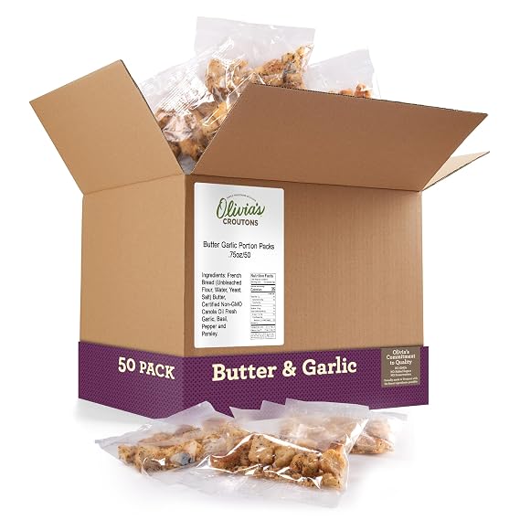 Olivia's Croutons Butter & Garlic Croutons, 0.75 oz, 50 Count