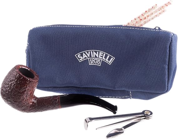 Savinelli Pipes One Series - Briar Wood Pipe, Tools & Pouch, Rustic 601