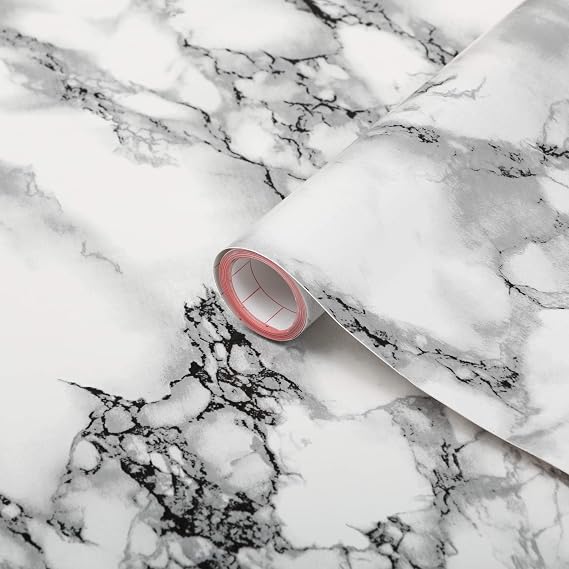 d-c-fix 346-0047 Decorative Self-Adhesive Film, Marble White, 17" x 78" Roll