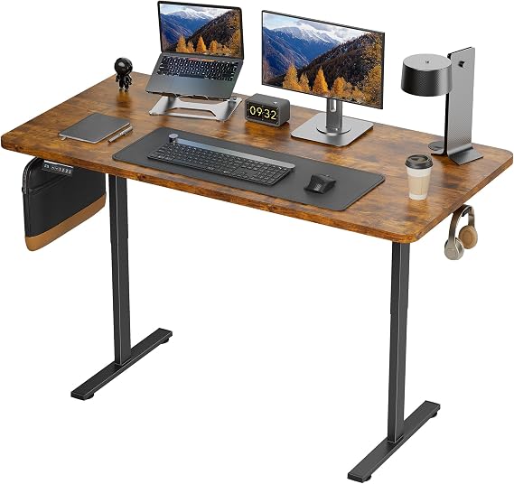 Simple Deluxe Electric Standing Desk, Standing Desks Adjustable Height, 24x48 Inches Sit Stand up Desk, Ergonomic Rising Computer Table with Memory Preset, Rustic Brown