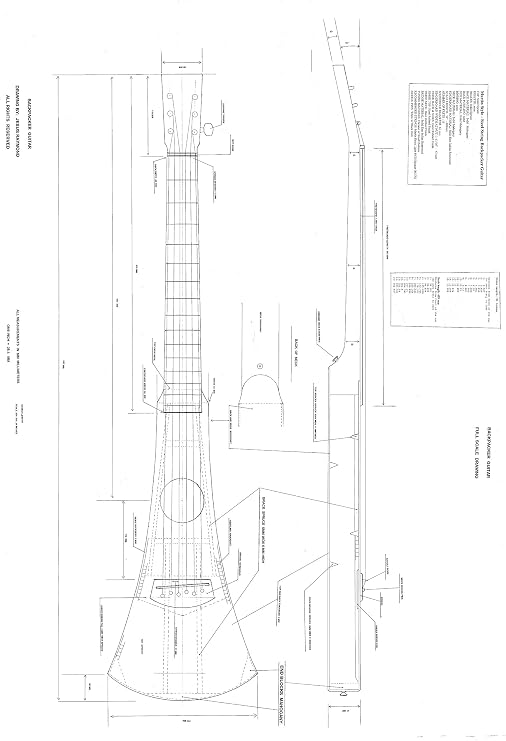 Plans for making the Martin Backpacker Guitar - Actual Size plans, Very Detailed