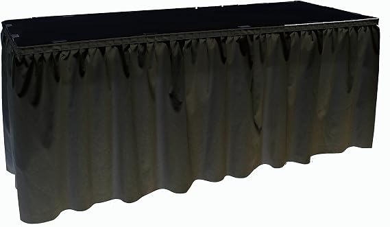 OnlineEEI Sateen Table Skirt, 14ft x 29in Accordion Pleat w/Clips (Black)