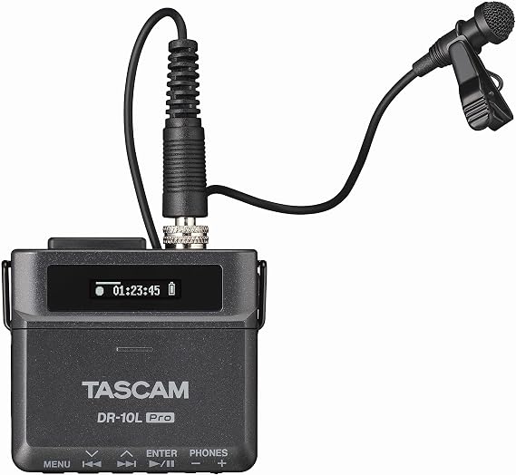 TASCAM DR-10L Pro - 32-bit Float Audio Recorder with Lavalier Microphone Bluetooth Option for Remote Control and Sync Supports LTC Jam Sync
