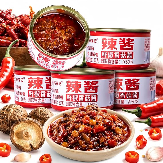 DAMAICHUHAI Mushroom Chili Sauce, Fresh Chili & Shiitake, 4 Cans, 11.3 oz