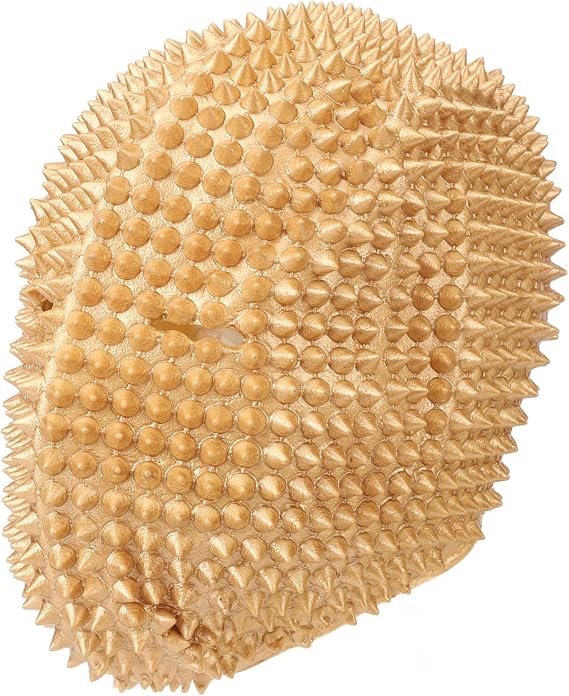 Spikes Face Cover, Latex Unique Party Studded Face Cover for Music Festival for Cosplay (Gold)