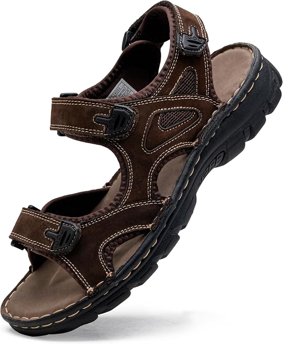 Jousen Men's Leather Hiking Sandals with Arch Support