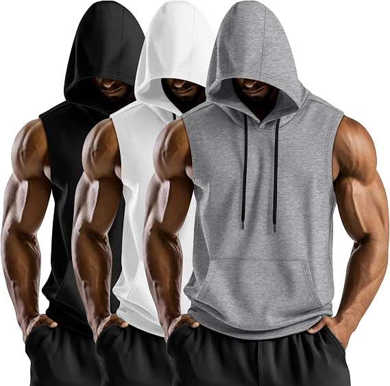 August Alley 3 Pack Men's Hooded Tank Tops