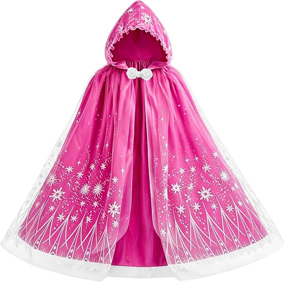 Girls Princess Cape Kids Snowflake Play Cloak Girls Party Cape Costume for Halloween Cosplay Christmas