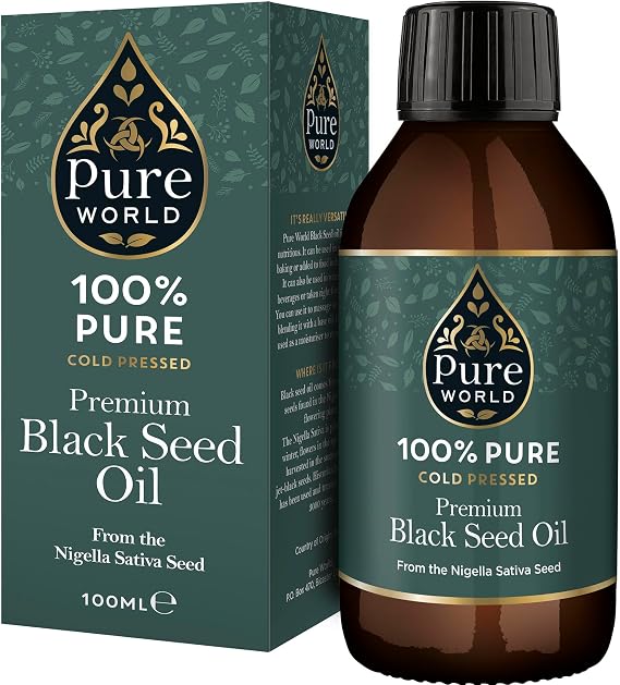 High Strength 100% Pure Virgin Cold Pressed Black Seed Cumin Oil 100ML Glass Bottle, Nigella Sativa Black Seed Oil