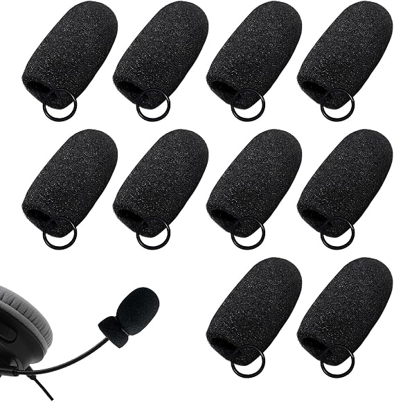 General Aviation Headset Pilot Headphone Headphone Mic Covers Foam with Rings(10Pack)