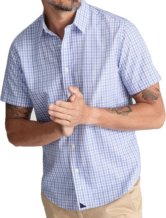 UNTUCKit Short Sleeve Wrinkle Free Plaid Shirts for Men