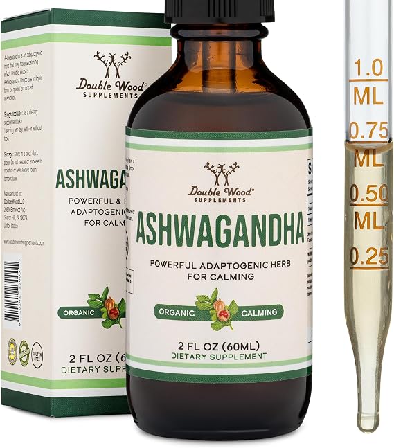 Ashwagandha Liquid Drops 1,200mg, Calm, Stress Relief + Sleep, 60 Servings