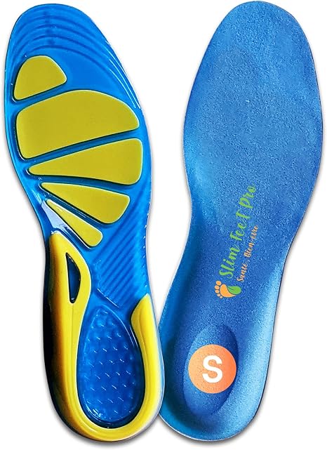 Gel Insoles for Men Women Size S Trainers Safety Shoes Sports Hiking Walking Foot Care Non-Slip Odour Resistant Flat or Hollow Feet Sensitive Hallux Valgus