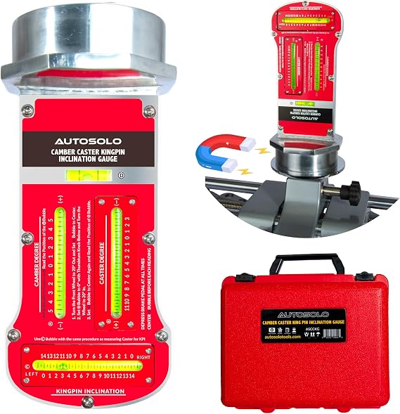 Magnetic Camber, Castor & Kingpin Inclination Wheel Alignment Gauge - Premium Wheel Alignment Tool for Automobiles and Trucks
